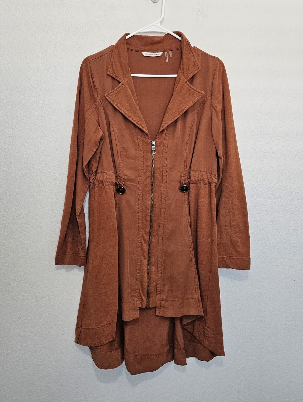 Soft Surroundings Santa Rosa Burnt Orange Tencel Hi-Low Toggle Jacket Small
